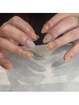 エーナイン イオンモール三川店/オレンジキラキラネイル^^