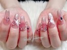 華やかなピンクネイル