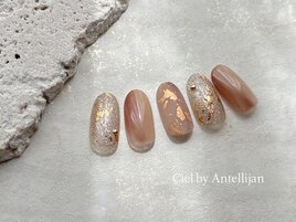 シンプルくすみ桃っぽネイル