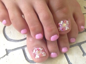 ネイルサロン ティディ(TIDY)/花柄×クリア