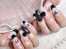 レースネイル 黒フレンチ