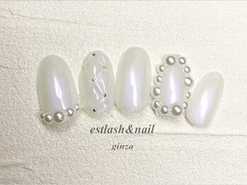 エストラッシュアンドネイル 銀座店(est lash&nail)/パールキルティングネイル　韓国
