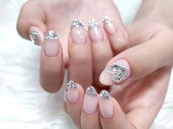 ネイルマジック 仙台一番町店(NAIL MAJIC)/ストーンフレンチ×はあとねいる