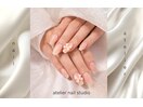 ちゅるんベージュ×リボンネイル
