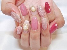 ライトウェーブ 長野駅前店/ピンクのツイードネイル♪