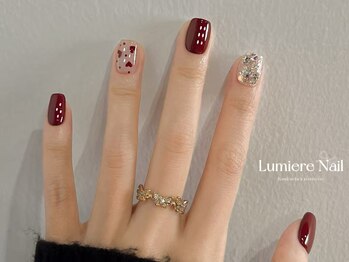ルミエール ネイル モンナカ(Lumiere Nail Monnaka)/ボルドー/ツイード/ブラウン