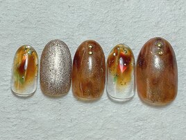 べっ甲ネイル　ニュアンス