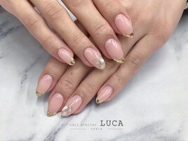 M-73 大人ガラスフレンチネイル