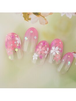 手描き桜押し花ネイル