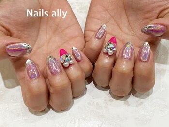 ネイルズアリー 立川店(Nails ally)/ガラスフレンチ×ユニコーン×夏