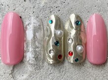 フリークネイル(FREAK Nail)/ピンクミラービジュー ¥10000