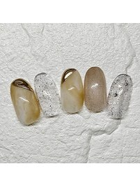 春ネイル/ニュアンス/ミラー