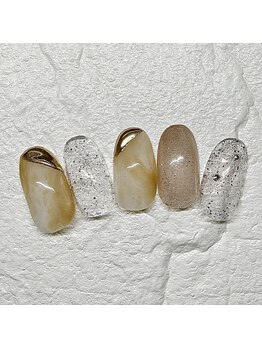 春ネイル/ニュアンス/ミラー