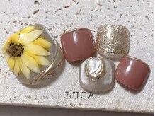ネイルアトリエルカ(nail atelier LUCA)/W-276 ひまわりフットネイル 