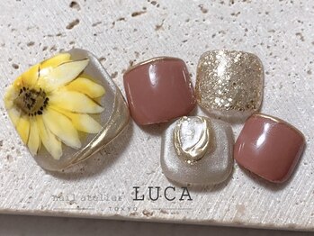 ネイルアトリエルカ(nail atelier LUCA)/W-276 ひまわりフットネイル 