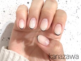 細フレンチグラデーションネイル