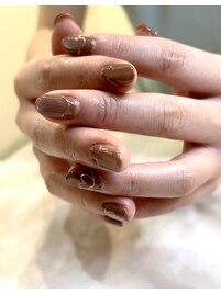 ブラウンマグネットネイル