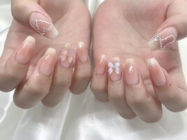 オレンジチークネイル