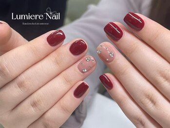 ルミエール ネイル モンナカ(Lumiere Nail Monnaka)/ボルドー/ツイード/ブラウン