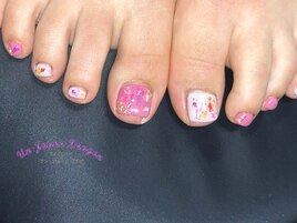 【フットネイル】押し花ネイル