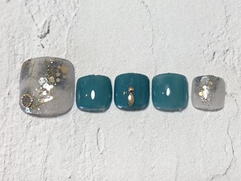 フレイムス アイラッシュ アンド ネイル(FRAMES)/透け感グリーンフットネイル♪