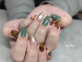 べっ甲×マグネット×カーキ