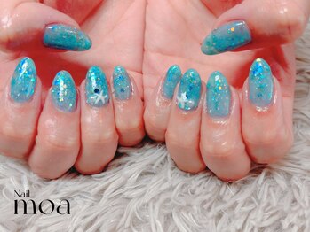 モア(moa)/ラメ 青 ブルー 夏ネイル