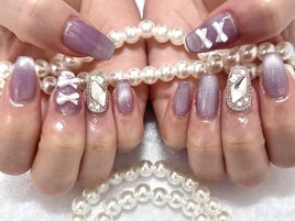 リボン×埋めつくしネイル