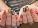 キャラメル＆ボルドー定額ネイル