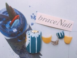 ネイビー×ボーダー×フラワー