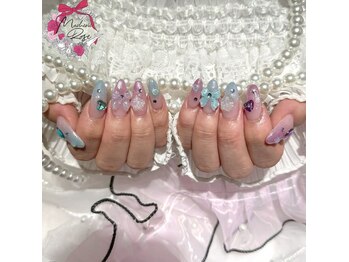 マシェリローズ(Macherie Rose)/紫×水色ゴテゴテネイル♪