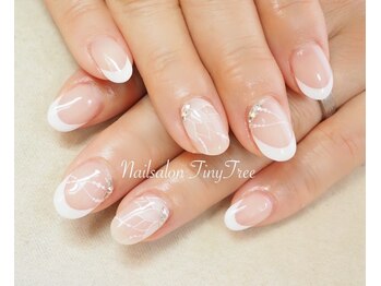 タイニーツリー(Tiny Tree)/白フレンチandアートフラワー