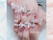 ピオミエルネイル 新宿(pio miel nail)/ドーリーリボンビジューネイル