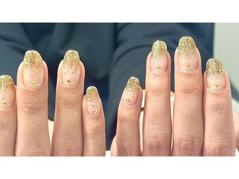 ラメグラデーションストーン付き