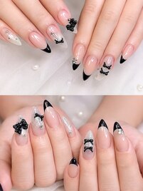 黒フレンチリボンネイル