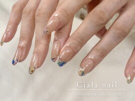 押し花フレンチネイル