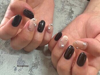 シンプリー 下北沢店(Simpliee)の写真/旬のワンホンネイル/韓国パーツをご提案♪【Simpleデザイン90分ワンカラー+アートでワンランク上の手元に】