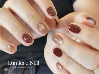 ルミエール ネイル モンナカ(Lumiere Nail Monnaka)/ボルドー/ツイード/ブラウン