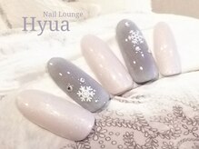 ネイルラウンジ ヒュア(Nail Lounge Hyua)/グレーシャンパンベージュ×雪