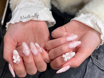 ネイルズアリー 立川店(Nails ally)/ベイビーブーマー×リボン×冬
