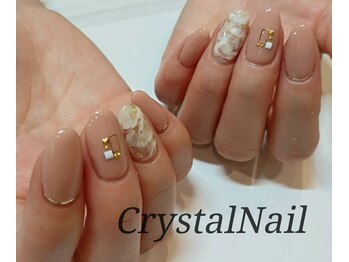 クリスタルネイル イオンモール広島府中店(CRYSTAL NAIL)/ニュアンスネイル×ベージュ