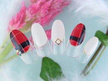 シューズネイルプロデュース/レッドチェックフレンチ