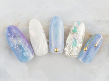 ネイルプラザ 河原町OPA店(NAIL PLAZA)/水滴×シェル埋め尽くしネイル