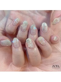 Y2Kホワイトキラキラネイル