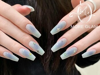 モアグラム 池袋東口店(More Glam)の写真/トレンドの韓国ネイル・ワンホンネイル◎美しく華奢に魅せる上品ネイル♪パーツも豊富で大満足のデザインに