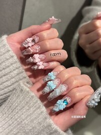 10本フルアート×リボンネイル