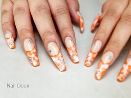 オレンジフレンチネイル