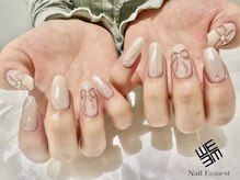 ネイル エミュスト(Nail Emuest)/ぷっくりリボンネイル