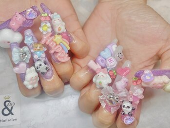 アンドネイル(AND Nail)の写真/ド派手なデザインからシンプルなデザインまで☆パーツ付け放題のオーダースカルプも人気☆高技術に感動♪