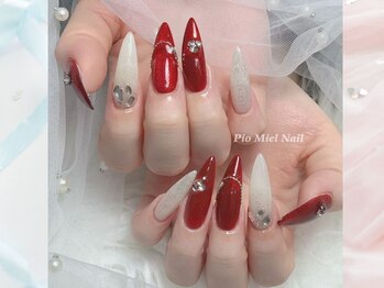 ピオミエルネイル 新宿(pio miel nail)/艶ボルドーの冬映えネイル